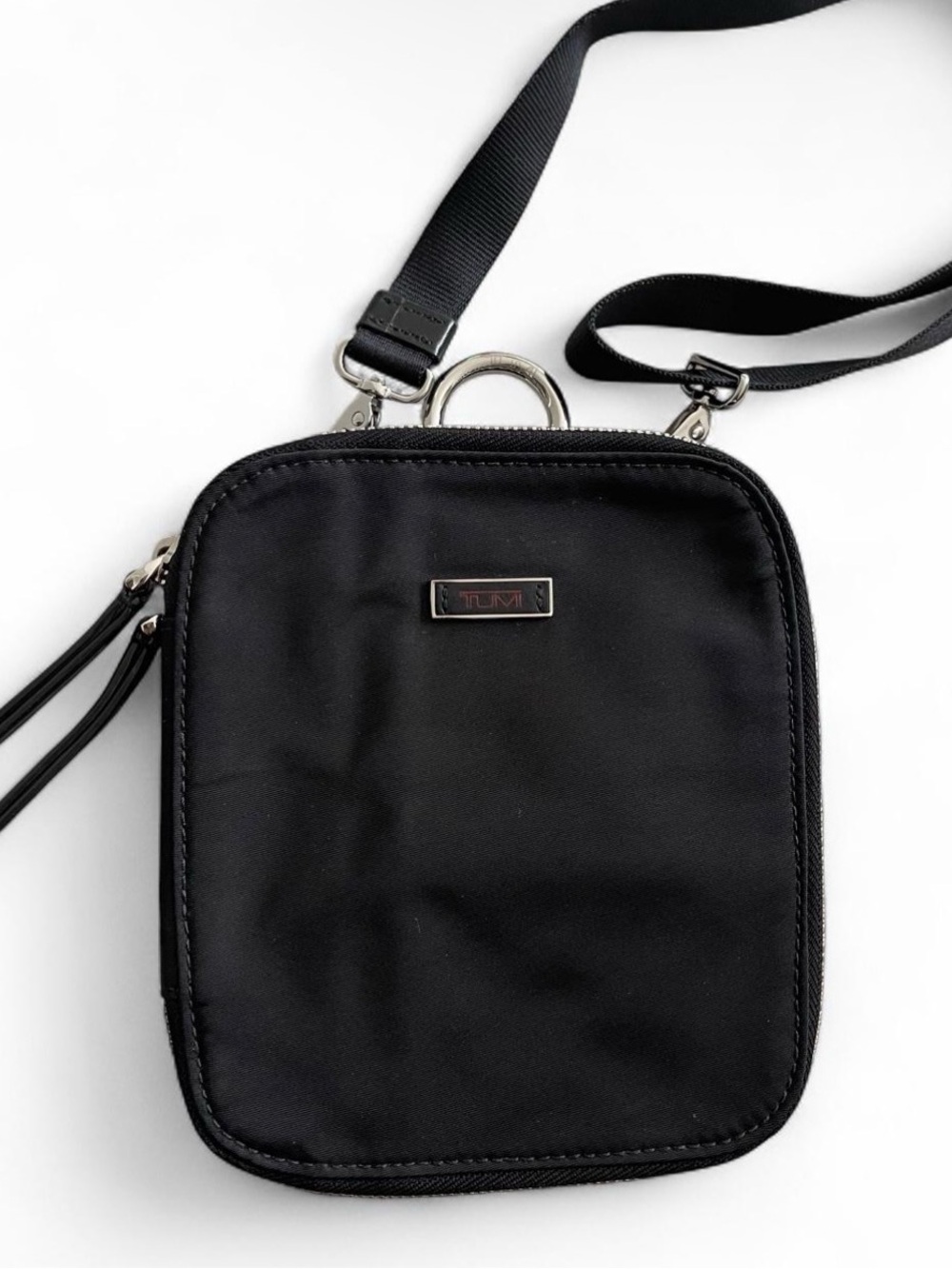 TUMI Black Nylon Travel Organizer Crossbody Bag Wallet Passport Holder